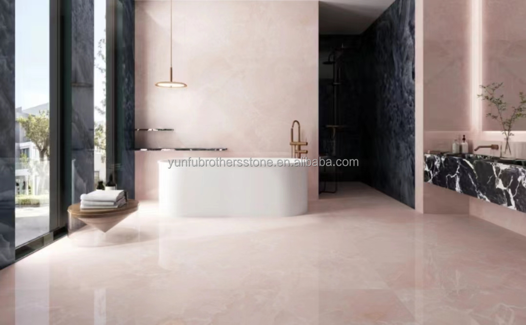Matt Surface Finishing Modern Pink Onyx Stone for Table and Wall Application