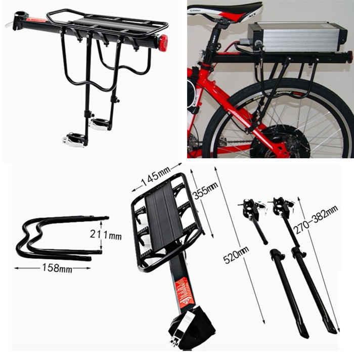 Ebike 52v 16ah LG cell Rear Rack electric bike lithium battery