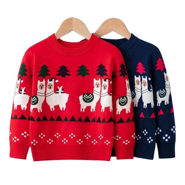 customized 100% cotton cartoon jacquard kids christmas sweater knit jumpers