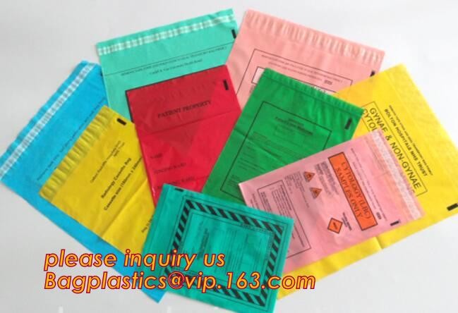 Laboratory Medical biohazard lab plastic specimen transport bag with double pouches, embossed reclosable biohazard speci