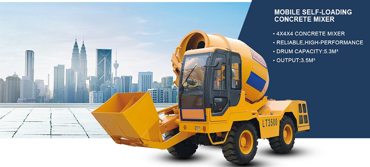 Diesel Engine Mobile Concrete Mixer 3.5m3 Capacity Self Loading YC4125Z 92kw