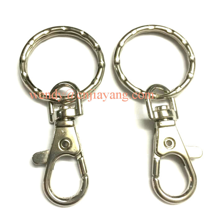 Jiayang Silver Iron Split Key Chain Ring W/ 25mm Chain And Screw