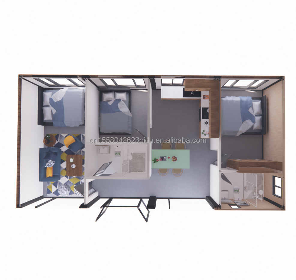 Customized Color Two Story Sturdy Container Bar Stall Mini 20 Foot Pop-up Store with Galvanized Steel Square Tubes