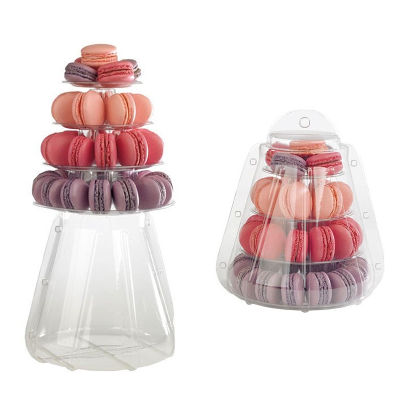 9 Tier Plastic Square Macaron Tower Stand Display For French Takeaway Food Packaging