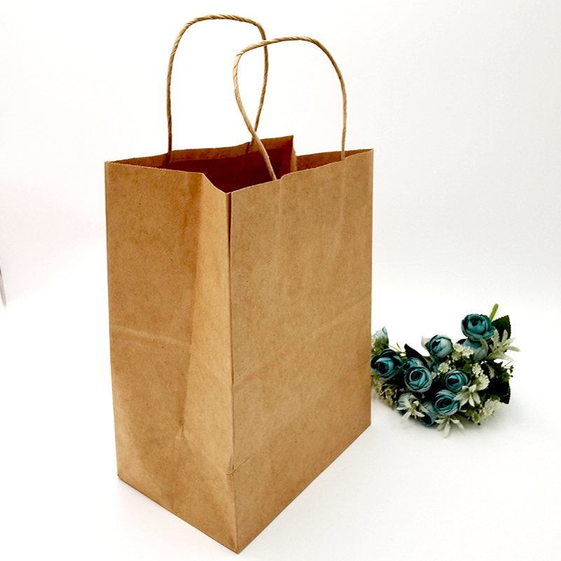 Kraft Paper Packaging Bag Gift Crafts Shopping Biodegradable Bag With Twisted Handle