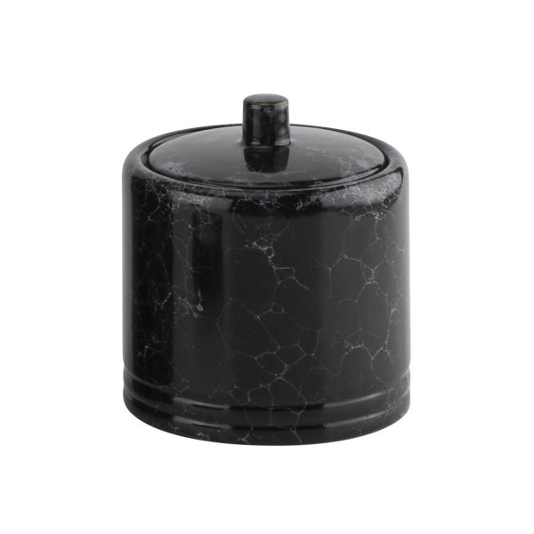 Black polyresin luxury bathroom accessories set round marble print pattern polyresin soap diapenser