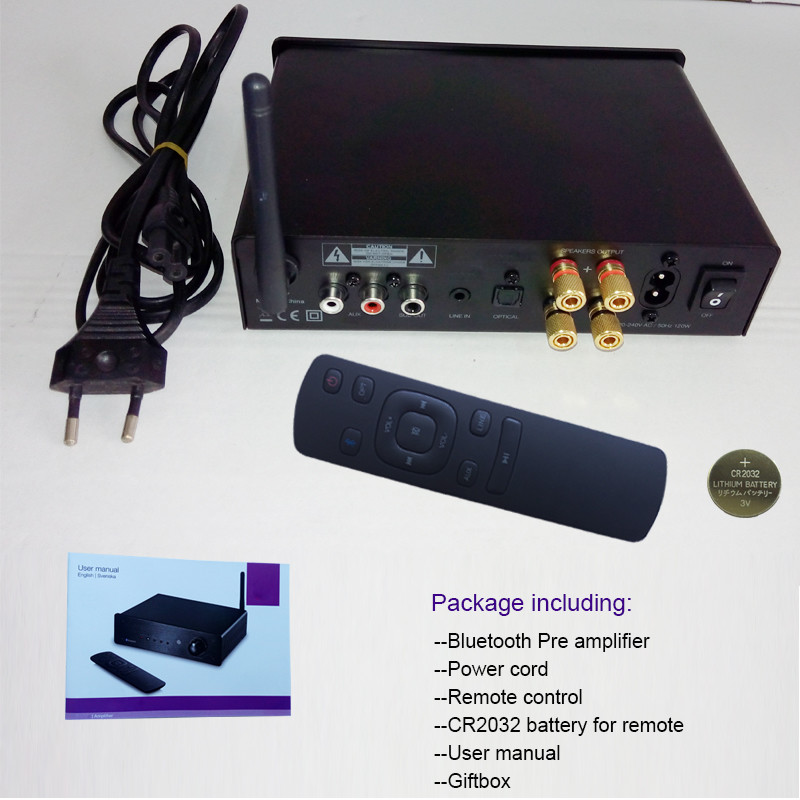 Wireless Bluetooth Stereo Audio Pre Amplifier With Toslink And Remote Control