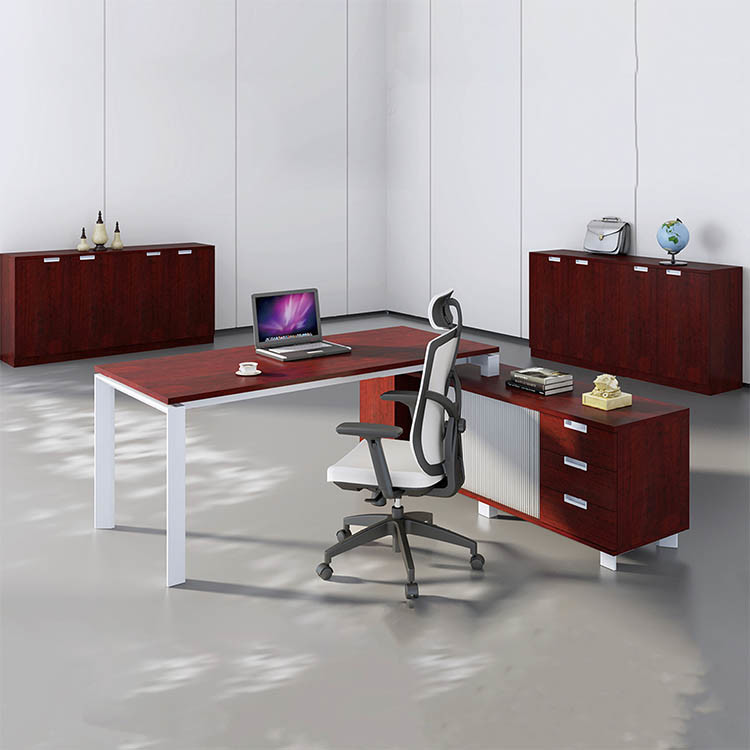 1.6M Red Executive Office Table Metal Frame Executive Manager Desk