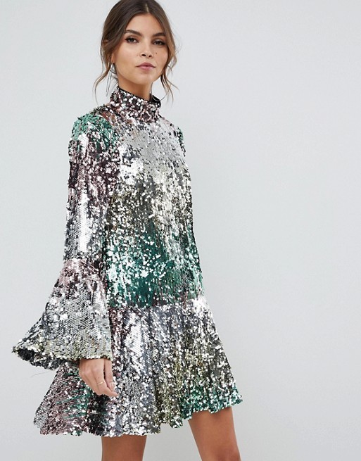 factory manufacturer custom make rainbow mini sequin dress