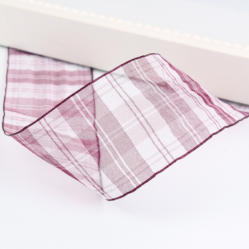 6mm-38mm Plaid Polyester Organza Ribbon for Flower Chocolate Gift Packing