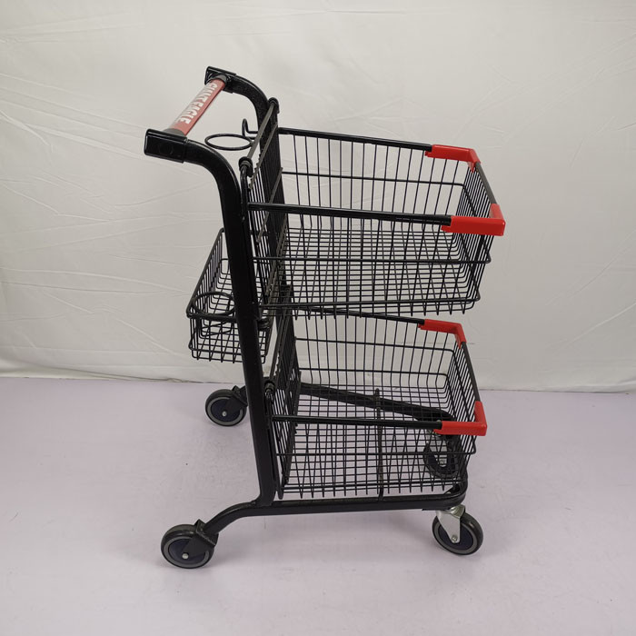 Customizable Portable Grocery Store Cart 60Kgs Loading Capacity Shopping Trolley Cart