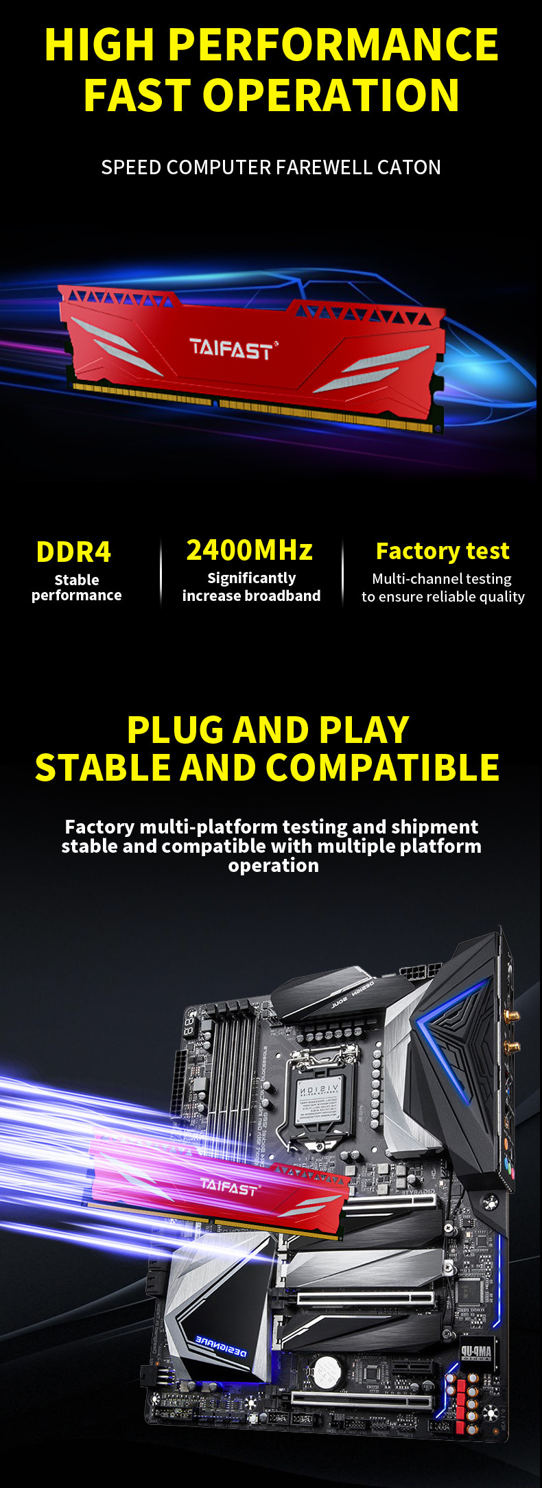 CL17 4GB DDR4 Ram Heatsink PC Memory 2400MHZ For PC Desktop