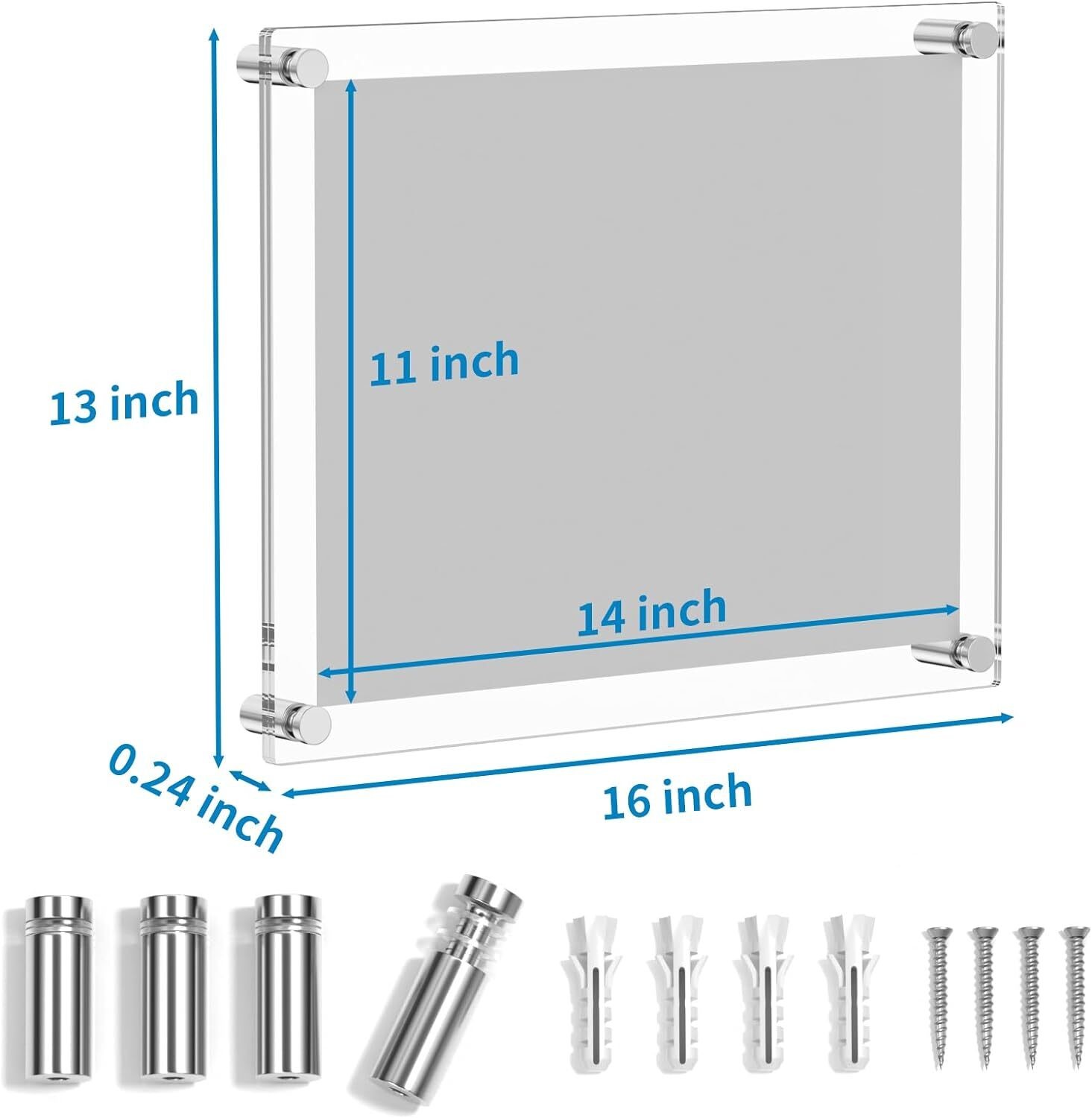 Decoration Floating Acrylic Photo Wall Frames 13'' X 16'' With Metal Standoffs