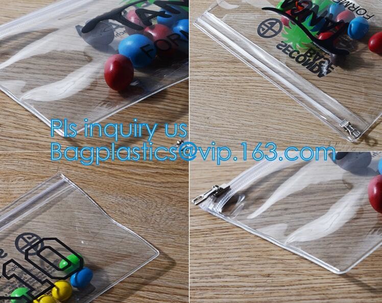 swimwear PVC vinyl Bag with slider zipper, frosted pvc zipper envelop document storage pouch, Fashion PVC slider zipper