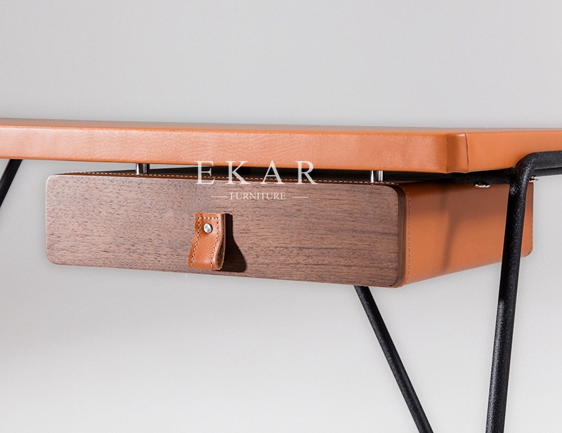 Simple Design Metal Base Study Table Modern Office Desk
