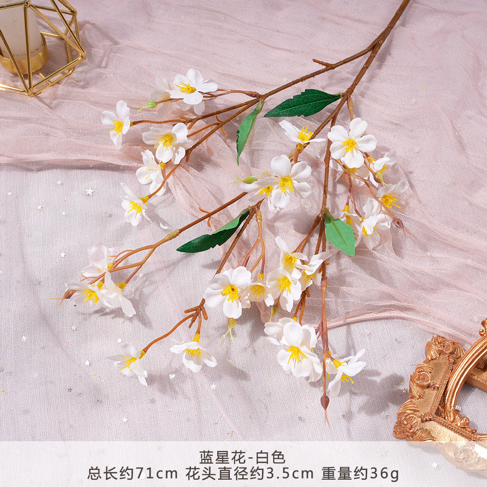 Blue Star Flower Simulation Flower Fake Bouquet Artificial Silk Flower Plastic Insertion Floral Decoration Wedding Decoration Living Room Decoration