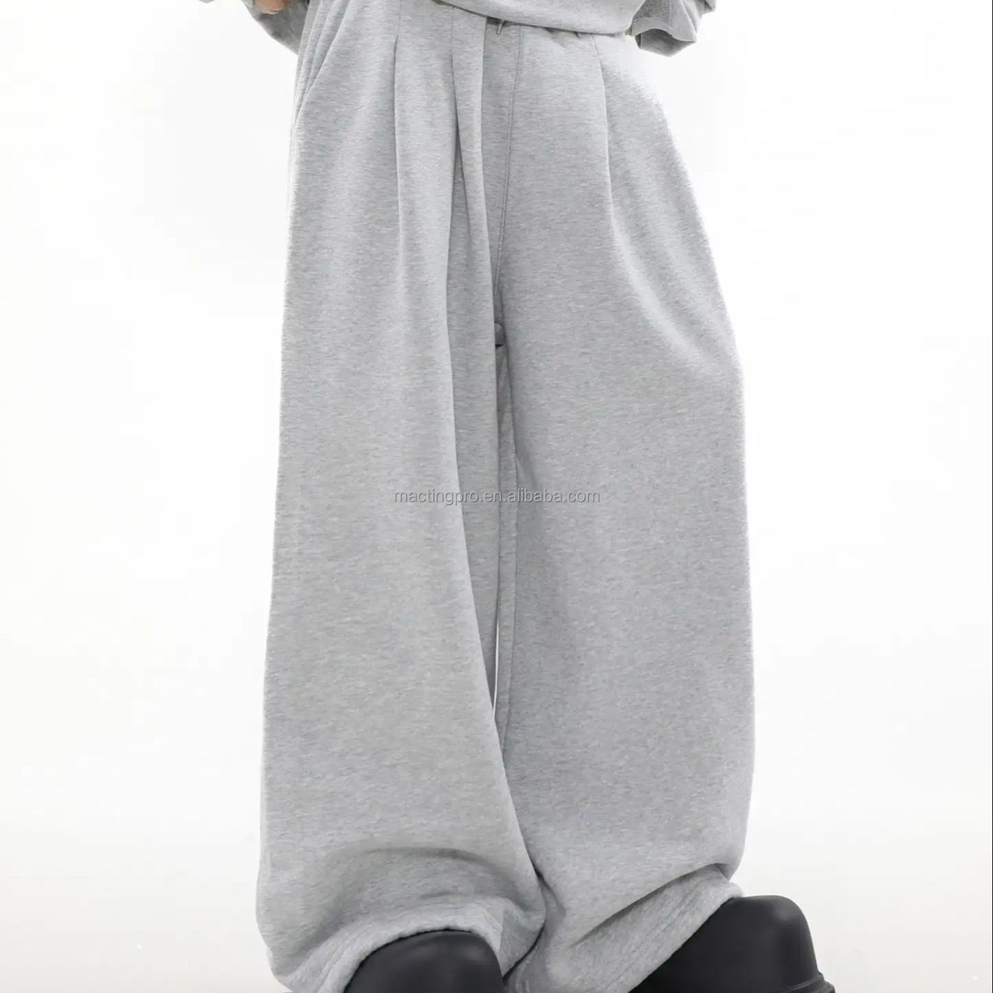 Mid Waist Custom Cotton French Terry Oversized Joggers for Men Knitted Weaving Method