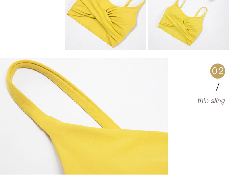 Bright Color Shallow Front Criss Cross Sports Bra Women Nylon Top With Removable Pads