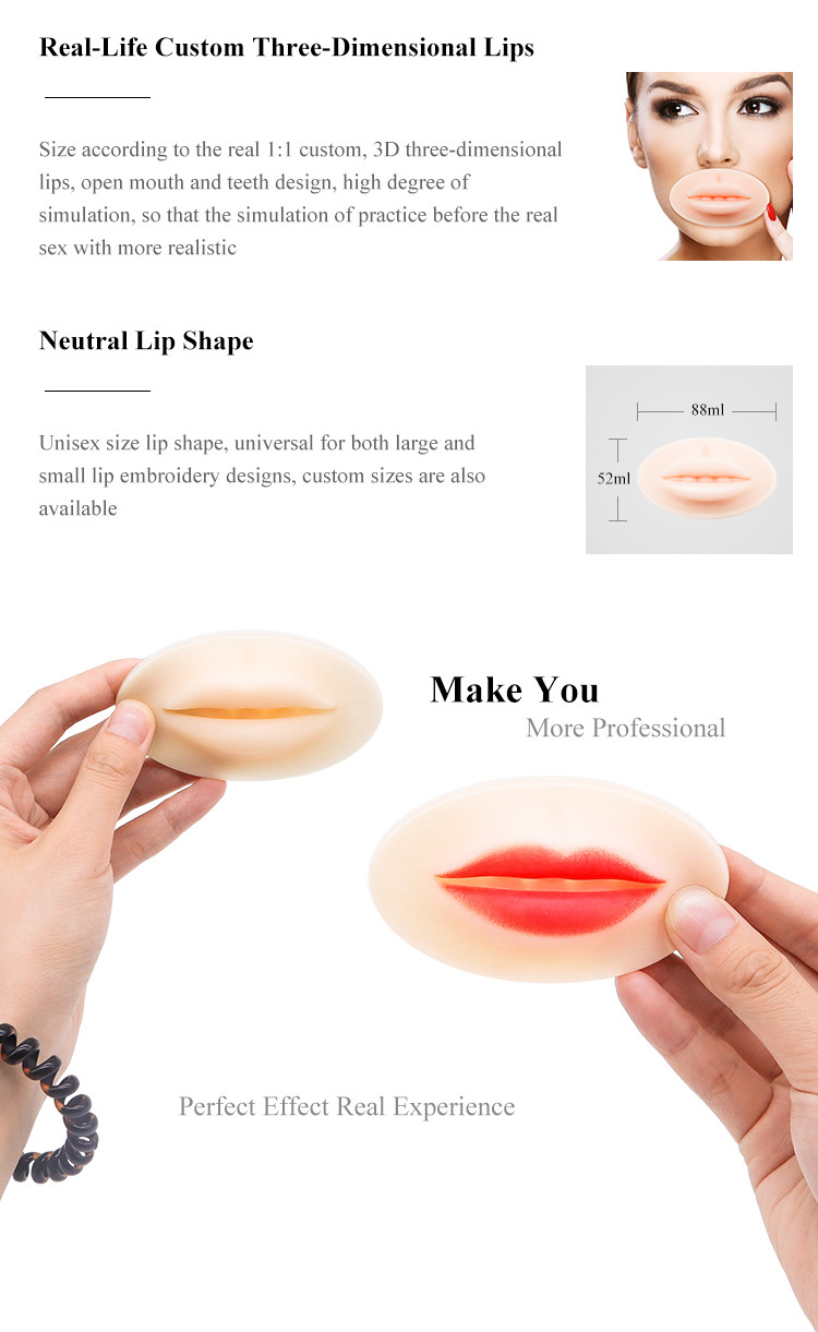 7.8cm*5.1cm 25G / Piece 3D Lip Practice Skin Soft Silicone Microneedling