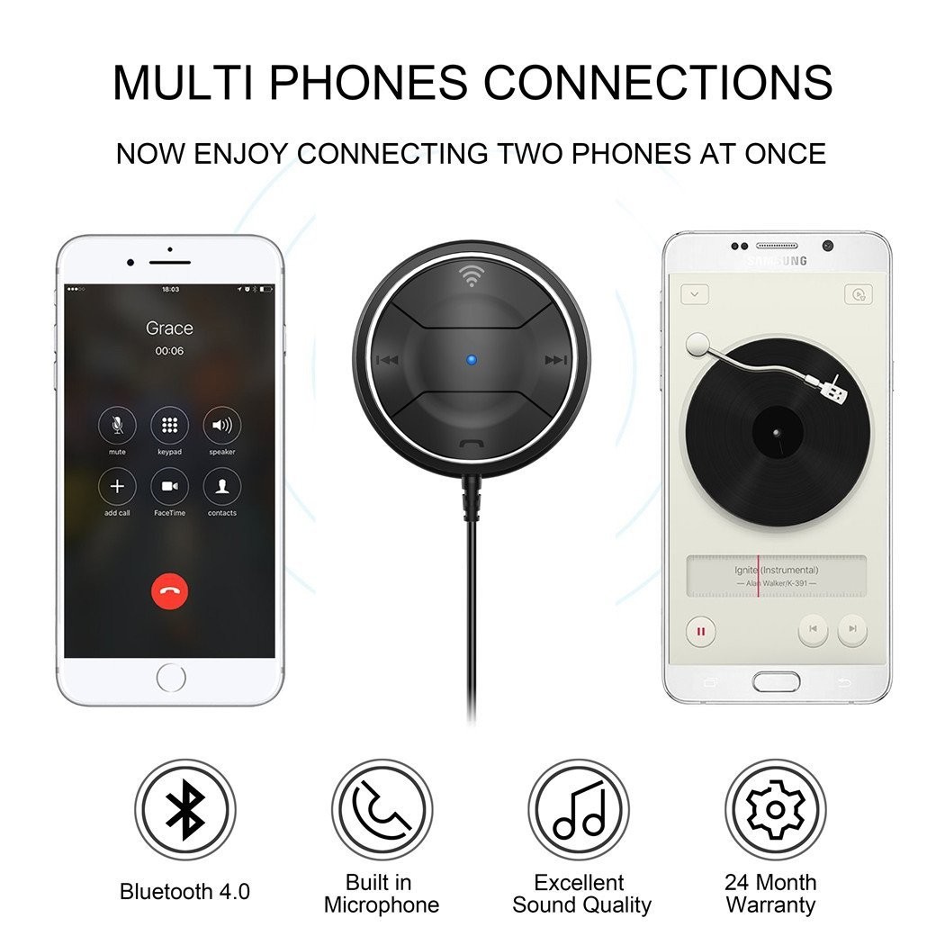 Portable Wireless Audio Adapter 3.5mm Aux Stereo Output Bluetooth Adapter Wireless Aux Receiver