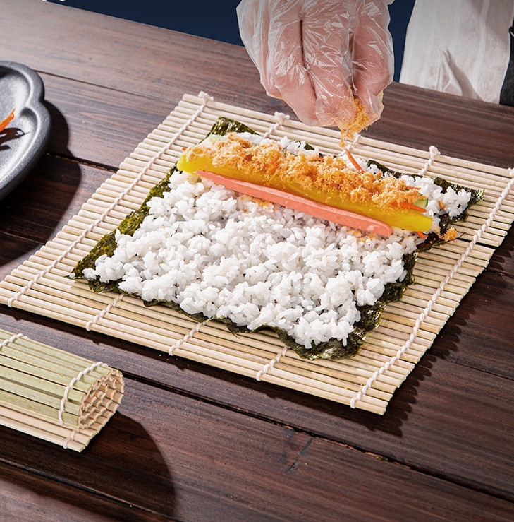 Restaurant Green Bamboo Sushi Rolling Mat Non Stick For Seaweed