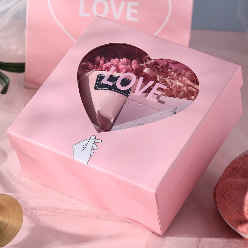 Custom Heart-Shaped Transparent Window Gift Box with Your Own Logo Colorful Design