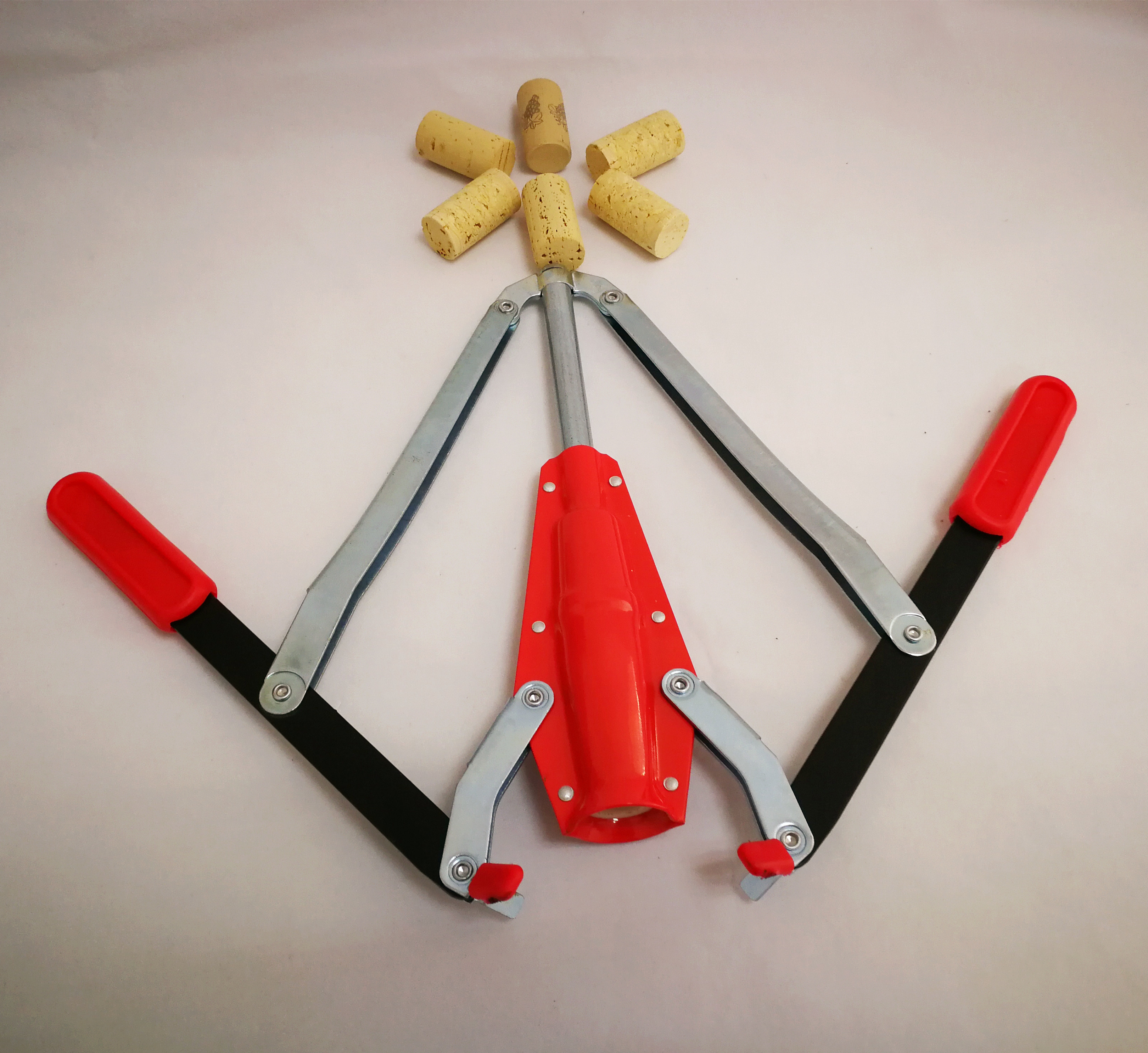 Red Standard Twin Lever Corker , Hand Held Wine Bottle Corking Machine