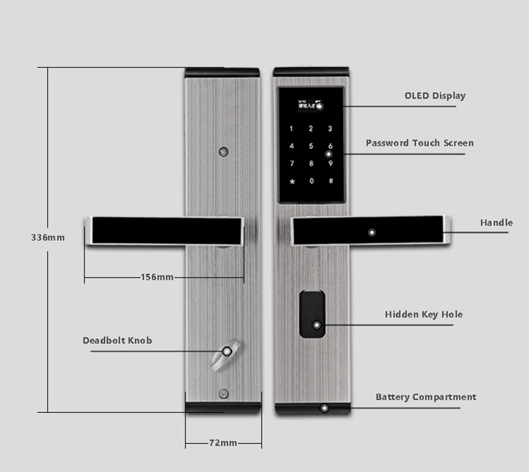 Residential Electronic Digital Door Lock , Multifuction Keyless Front Door Lock