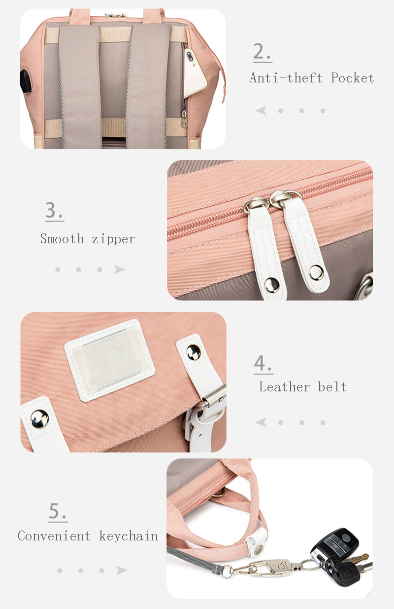 Fashion Mummy Maternity Nappy Bag Diaper Bag Large Capacity Travel Backpack Nursing Bag For Baby Care With Stroller Strap
