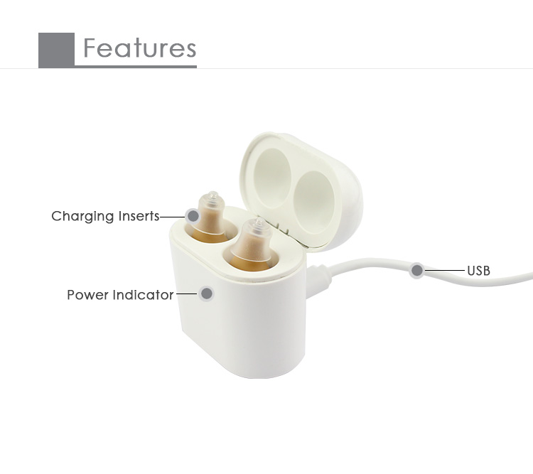 White Invisible Cic Hearing Aids Ni-MH Battery 20H Duration