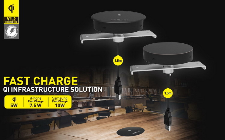 In Desk Fast Furniture Embedded Wireless Charger Qi 10W