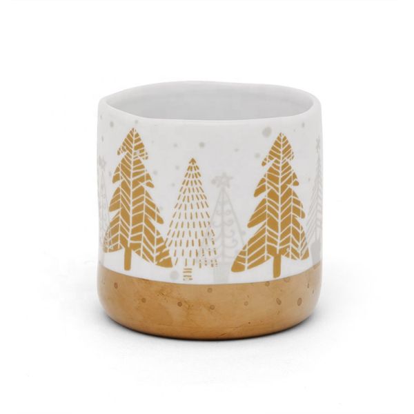 Christmas Mug Ceramic Tea Coffee Mug Electroplated Decal Porcelain Golden White