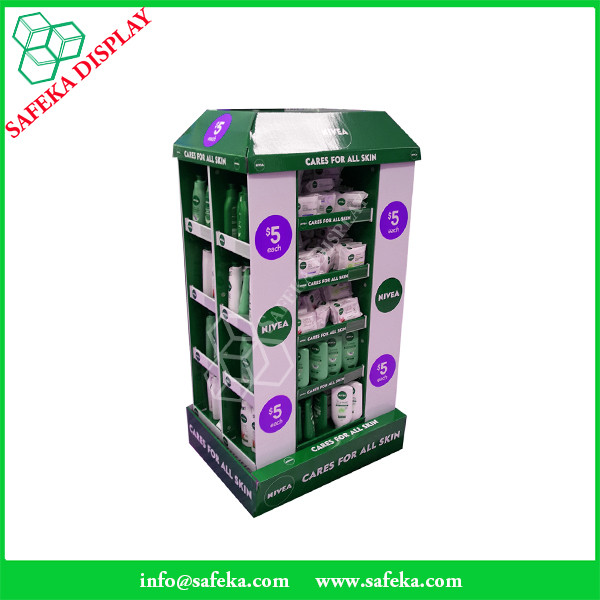 Cardboard Display Shelf 4 Facing Stackable Display Stand Rack with pockets For NIVEA Men