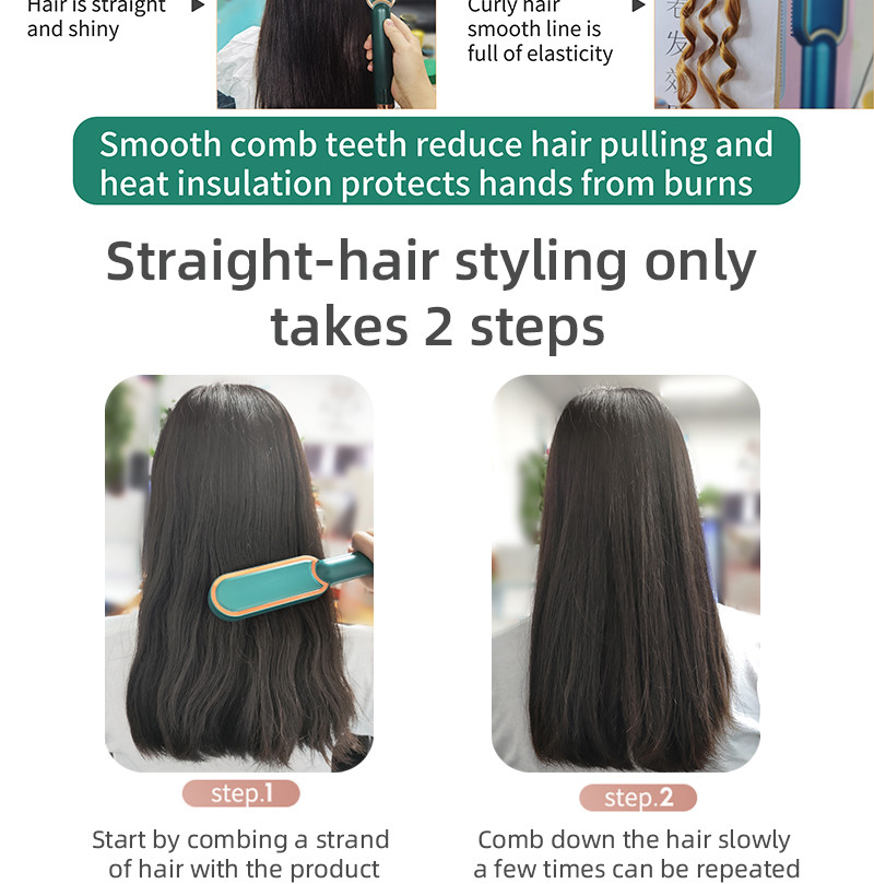 35W Ceramic Hair Straightener Comb , 200 Degree Electric Hair Straightener Brush