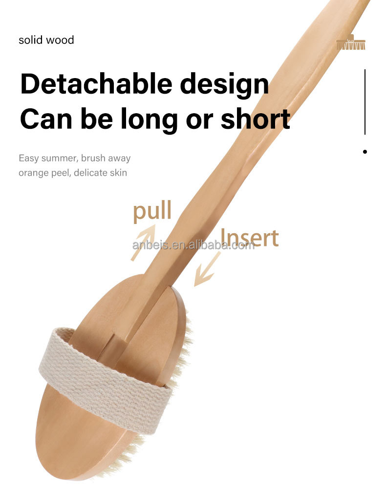OEM Detachable Long Handle Body Scrub Brush Dry Skin Cellulite Treatment