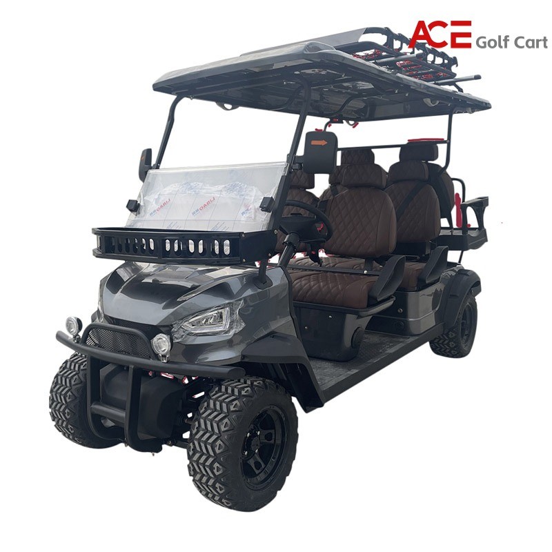 Sun Canopy Roof Electric Golf Cart With Leather Fabric Seats 8 - 9 Hours Charging Time