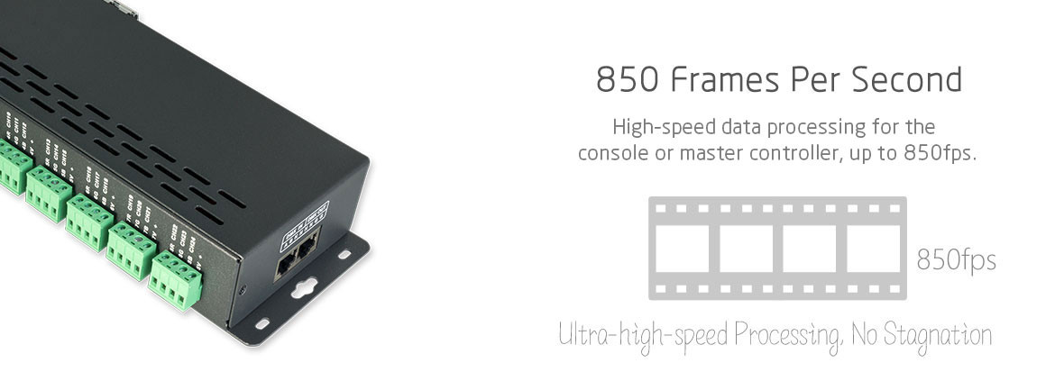 Black 12 Channel Dmx Decoder 720W High Pwm Frequency Output , 0~100% Dimming Range