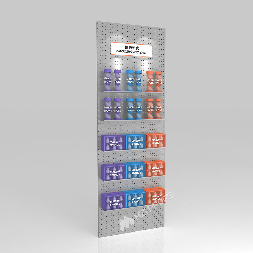 GDR01-BZ-08 Skincare Display Pillar with Grey Over-Oil Board and Soft Film Light Box for High-End Brand Sales Counters
