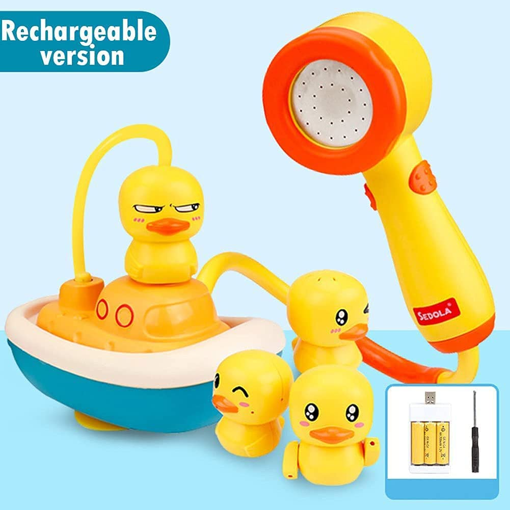 Summer Water Playing ABS Unisex Yellow Duck Electric Shower Toy for Baby Fun Time