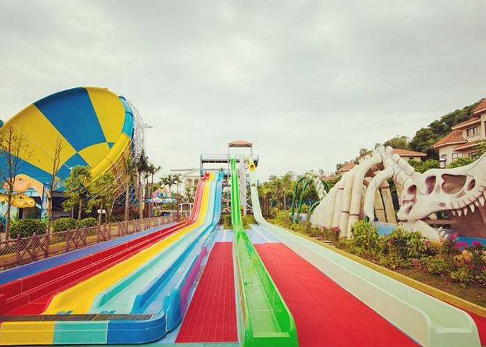 Outdoor Speed Water Slide Aqua Water Park Swimming Pool Commercial Slide Blue Color