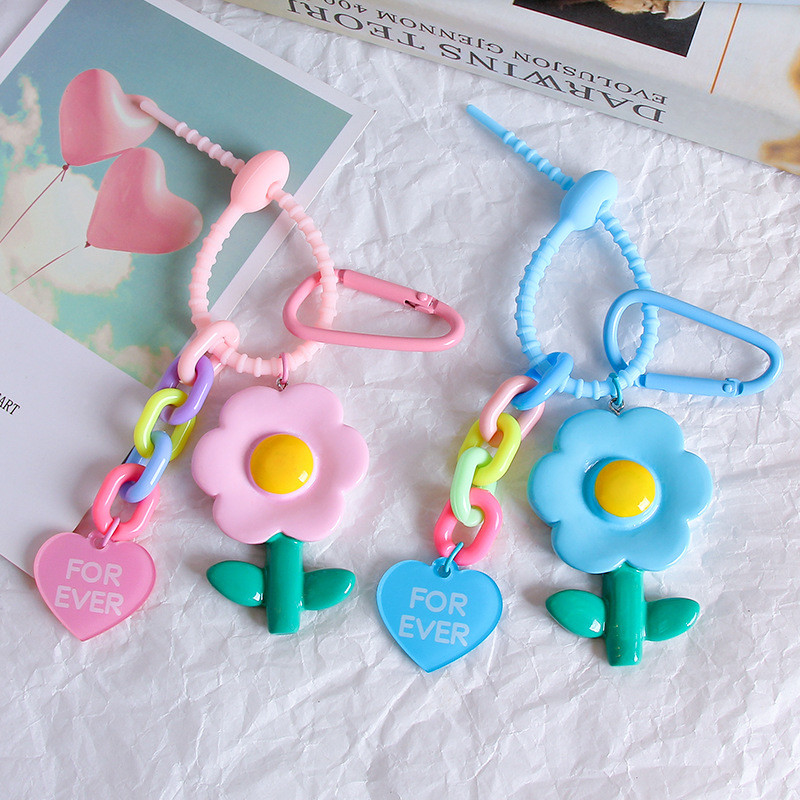 Flower Cartoon Silicone Pendant Keychain Charms Pendan Key Ring for Purse Handbag