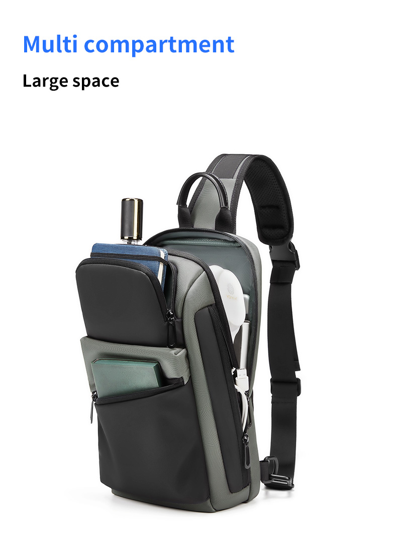 High Capacity Waterproof Mens Sling Bag Sports Crossbody Bag Wear Resistance