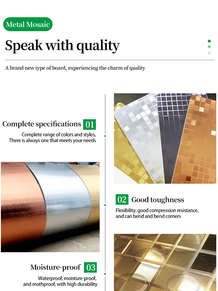 High Quality New Product Golden Metal Mosaic Bamboo Charcoal Co-Extruded Wood Veneer Panel