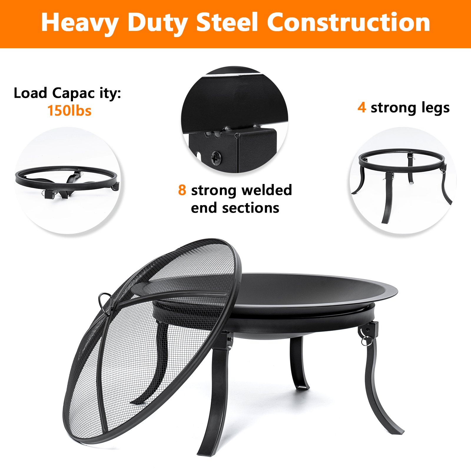 Stocked Portable Smokeless Fire Pit for Outdoor Camping Holiday Selection Support