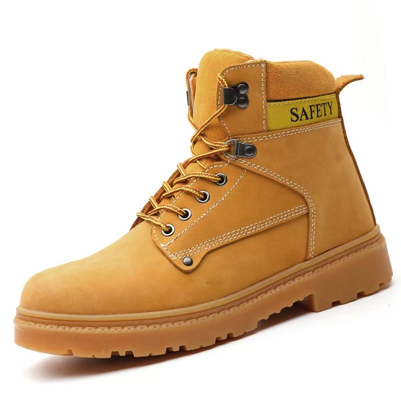 Lightweight Style Martin Boots Yellow Black High Top Work Boots For Men