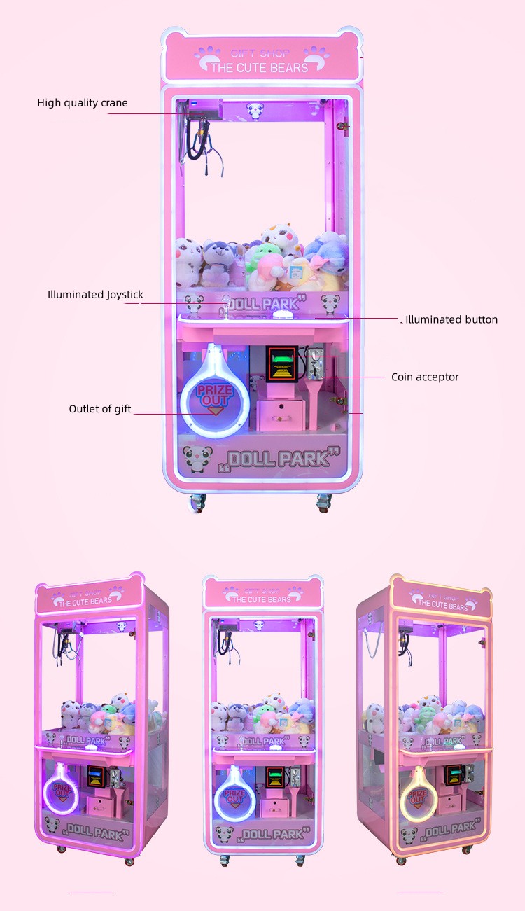 1 Player Coin-Operated Toy Vending Arcade Claw Machine with Bill Acceptor and Display