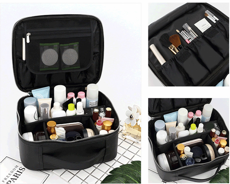 Water Repellent Double Zipper Women PU Makeup Bag Case