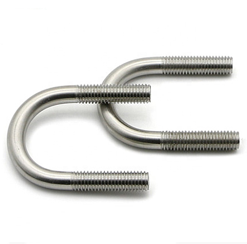 Plain Finish U Type Head Style ASTM A193 B6 SUS410 U-Bolt with Clamp Bracket 2PCS Non-Serrated Hex Flange Nuts