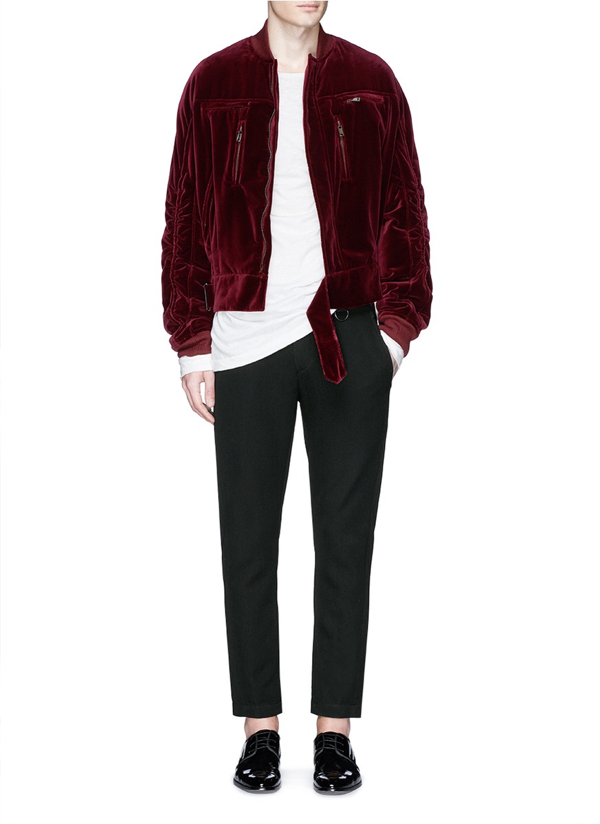 Mens Ruche Sleeve Winter Cotton Velvet Jacket
