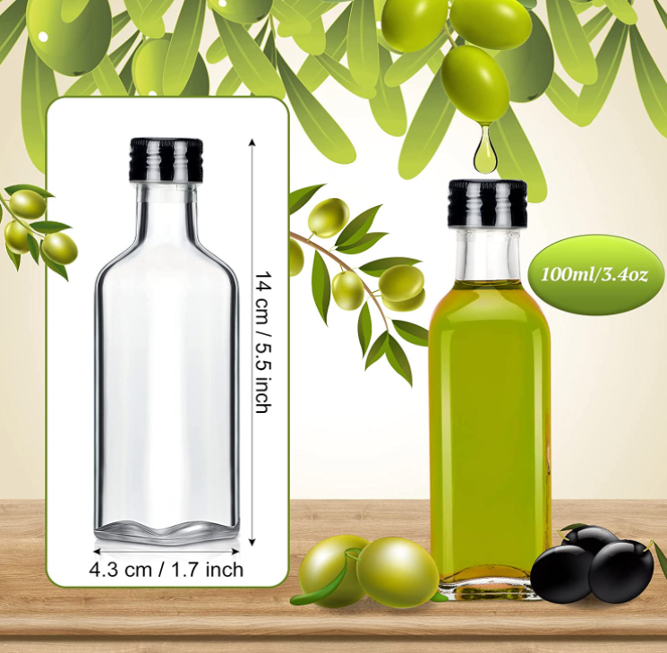 Clear Round Glass Olive Oil Bottle for Cooking Matte Surface Handling 100ml 200ml 300ml